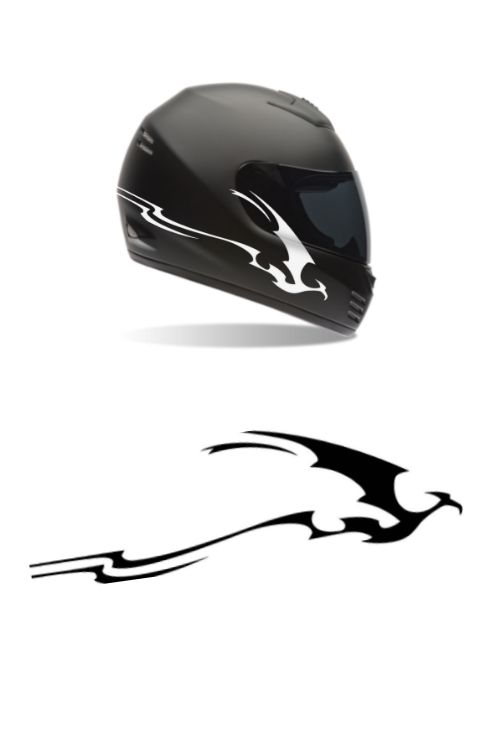 Flying Bird Graphics Compatible with Any Helmet Both Side White color - The stickers