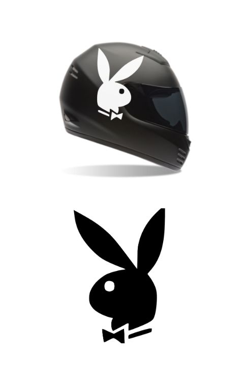 Rabbit Sticker Compatible with Any Helmet Both Side White Color - The stickers