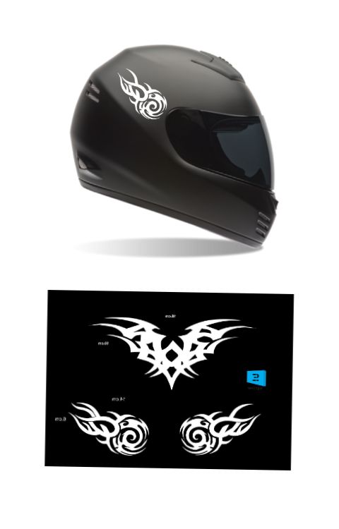 Tattoo Design Sticker Compatible with Any Helmet White Color - The stickers